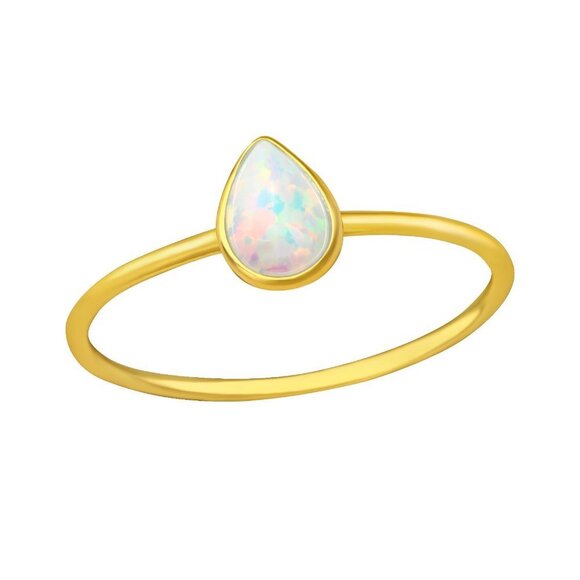 24k Gold Vermeil Pear Cut Opal Ring​ - Picture 1 of 7